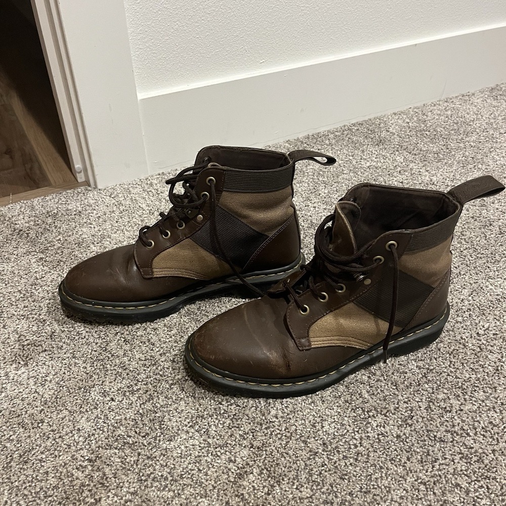 Doc Martin's Canvas And Leather Boots Us Men's 8 Us Ladies 9 Has Flaw